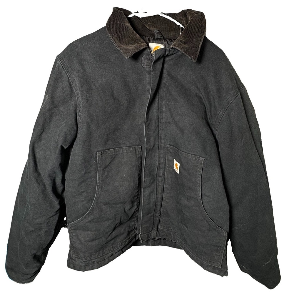 Carhartt VTG Jacket Black Attic Quilt Lined Sz L J002 Black